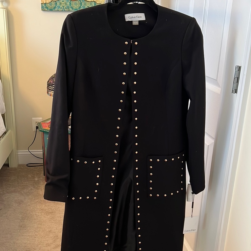 Calvin Klein black duster jacket.  Sz 4 NWT